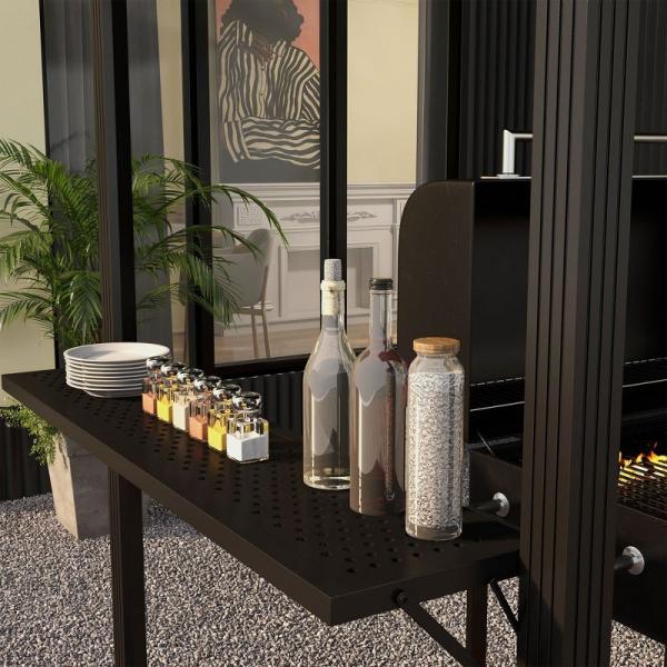 Outdoor Grilling 6x8 Hardtop BBQ Gazebo with 2 Side Shelves 102 lbs H92.5 x W96.5 x D70.9