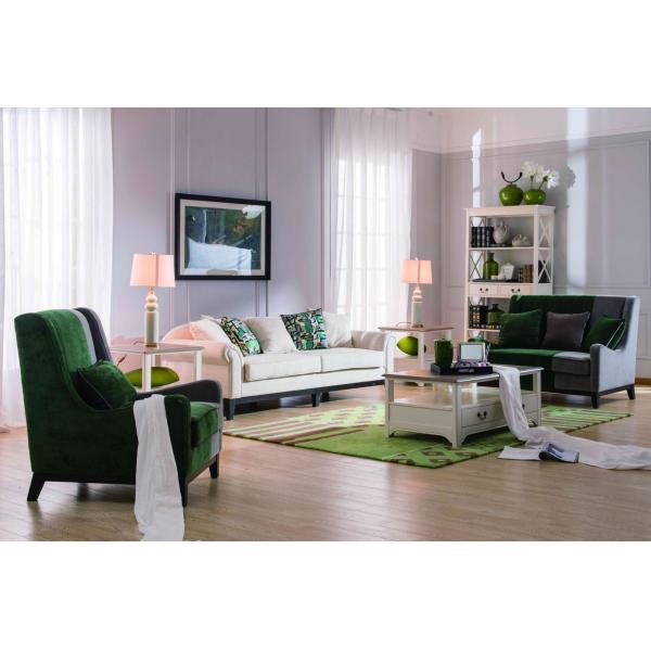 Hotel reception Sofa Set of Leisure style Fabric upholstered sofa 2+3 seat wood in white painting
