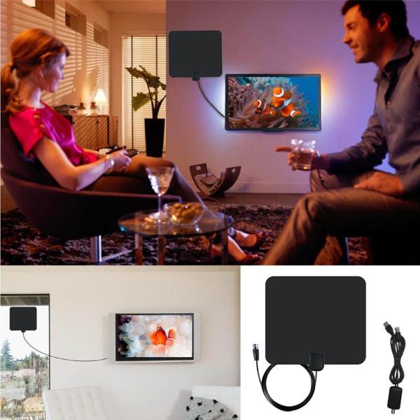 HDTV Digital Antenna Indoor Amplified Antenna 60-80 Miles Range Flat TV antenna