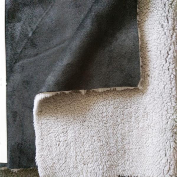 Light Yellow 100% Polyester Synthetic Sherpa Suede Fabric for End Customers