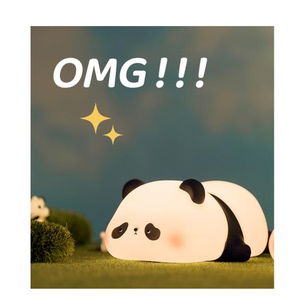 Silicone Panda Lamp 1200mah Sensitive Tap Control Warm White Breathing Light Portable LED USB Rechargeable Night Light