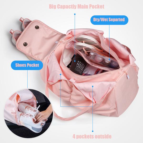 Multi Purpose Canvas Tote Bags Dry Wet Separation With Zipper And Pockets