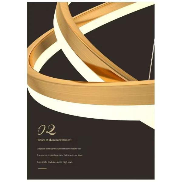 Gold Shell Aluminum LED Round Ring Light 5-rings Hanging Ceiling Light for Hotel Villa