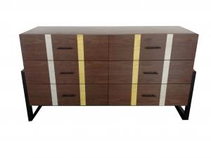 China Black Metal Base Wooden Six Drawer Dresser For Hotel Bedroom Furniture wholesale