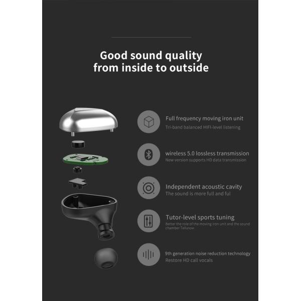 HiFi 6D Stereo Bluetooth 5.0 Tws Wireless Headphones Ipx6 Waterproof Headset Handfree Sport Bluetooth Earphone