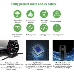 Type 1 To Schuko 16A Portable EV Charger With LCD Screen 230V