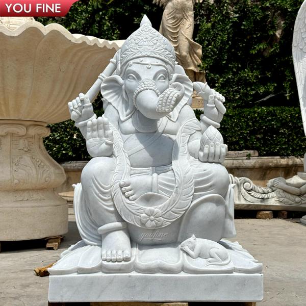 Classic Natural Stone Hand Carved White Marble Ganesha Statue