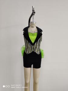 China Stage Show Dance Wear Color Green And Black , Little Girl Dance Outfits wholesale