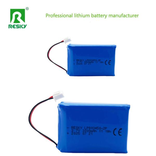 LP803450 2P 3.7V 3000mAh 11.1wh Rechargeable Lithium Polymer Battery Pack For GPS Tracker