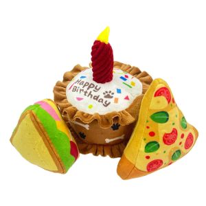 Buy cheap Pet Plush Toy Birthday Squeaky Gift Cake Sandwiches Pizza Crinkly Party Dog Toy from wholesalers
