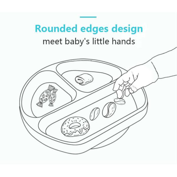 Red Silicone Childrens Plates Unbreakable Silicone Suction Divided Plate