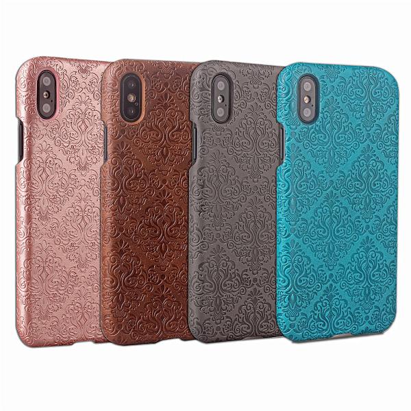 Flower Embossing pattern PU Leather Card Slots Phone Skin Hard Back Cover case