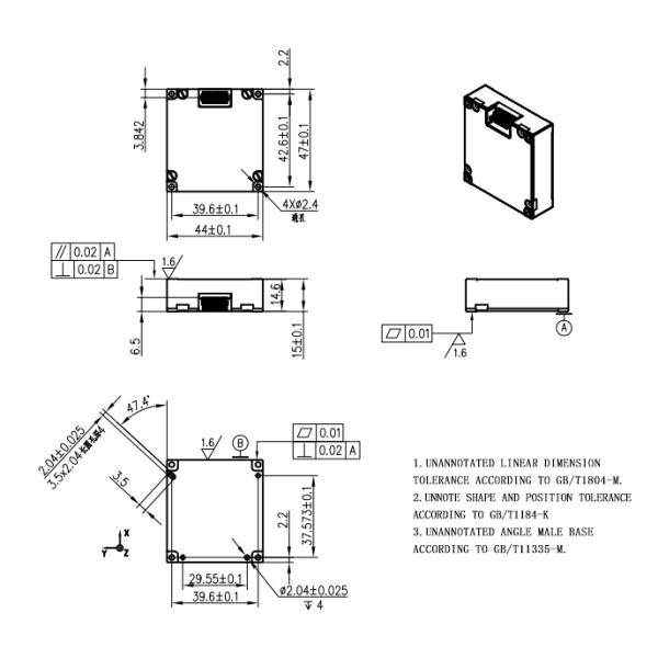 ADIS16488 IMU Sensor outline drawing and dimensions