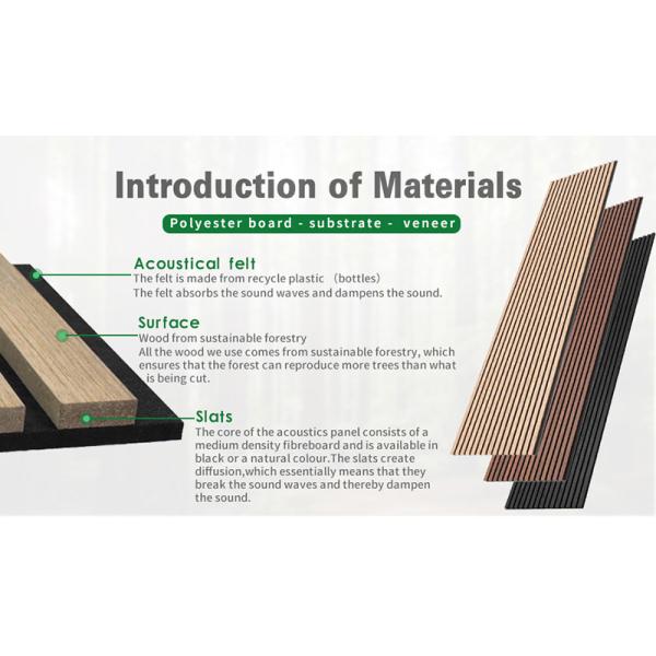 Wood Slat Wall Panels - Wood Black Acoustic Felt - 2400x600x22mm