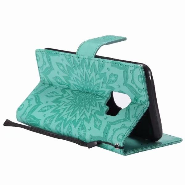 Samsung S9 Leather Protective Folio Magnetic Kickstand Cover Mobile Phone Case with Sunflower Embossed