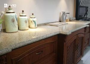 China Beige Sparkle Quartz Worktops Glossy Polished Ogee Edge Scratch Resistant wholesale