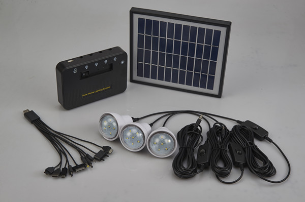 Best quality portable solar system with 2600ma lithium battery, 4pcs led lights for hot sale