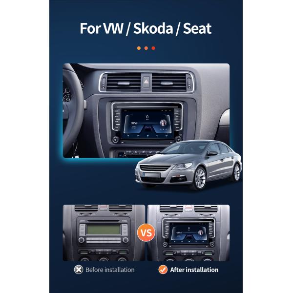 GRANDnavi 7Inch Double Din Android Car Radio Auto BT CarPlay For VW Car Stereo