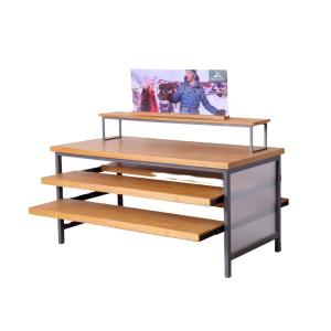 China MDF Material Clothing Display Racks Double Sided Cloth Display Stand For Shop wholesale