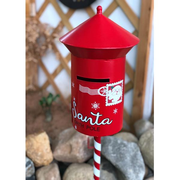 Outdoor Christmas Metal Yard Art Modern Metal Santa Post Box Standing