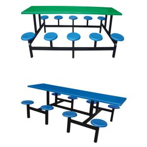 China fiberglass or FRP dining table with round stool on sale