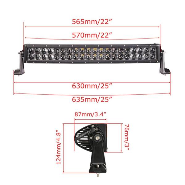 22 Inch 120W Curved LED Light Bar Cup 4D Unique Reflector 6000K Cool White Led Truck Light Bar