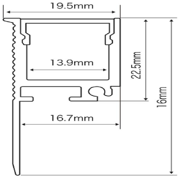 23*20mm Aluminium Gypsum Plaster Trimless Recessed LED Linear Profile