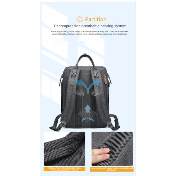20L Nylon 600D Folding Diaper Bag Multifunctional Nappy Bag 1.4kg