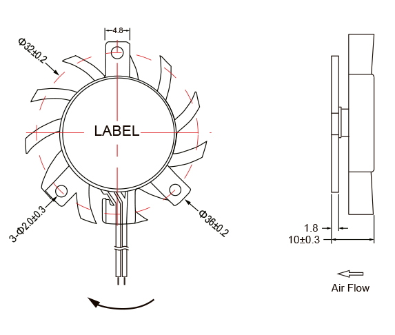Practical 4010 Bracket Cooling Fan Frameless 36x10mm For Graphic Card