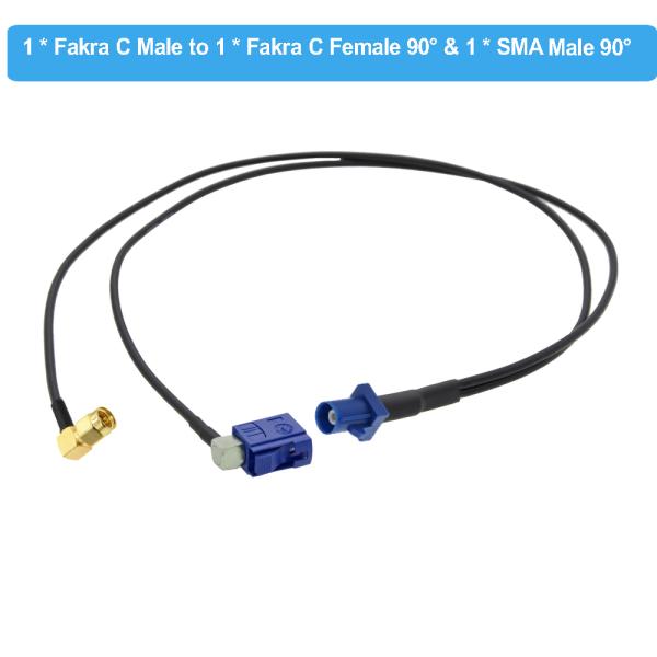 SMA GPS Power Battery Cable 2M 5M Fakra C Male Right Angle Y Type Splitter