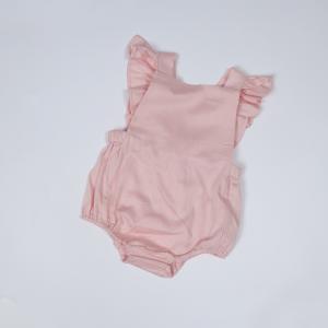 China New Born Rompers Pink Color Poplin Fabric Baby Dress Jumpsuits wholesale