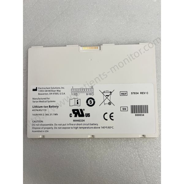 Varian Medical Systems Lithium-ion Battery 57834 REV C for Detector Application with 90 Days Warranty