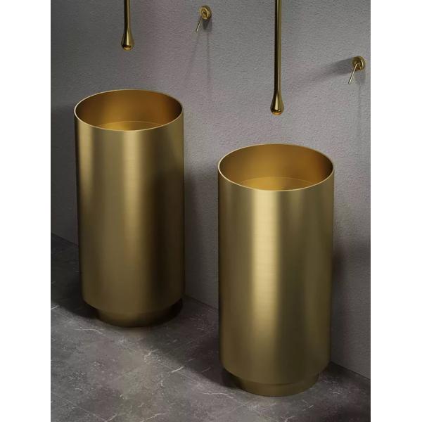 Floor Standing Round Pedestal Bathroom Sink Basin With 304 Stainless Steel Material