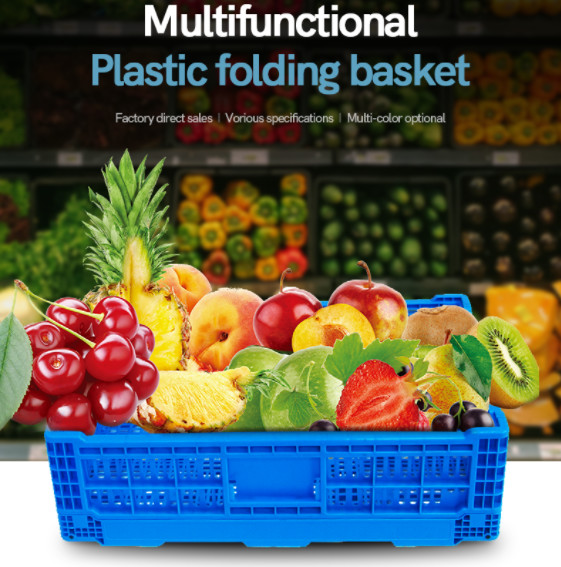 Foldable Mesh Wall Turnover Plastic Storage Crates For Vegetable Fruits