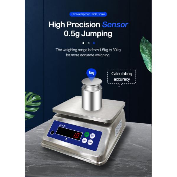 6kg Maximum Weighing Stainless Steel Scale with Dual Display and IP68 Waterproof Rating