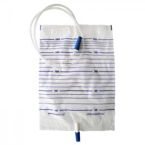 China Disposable Urine Bag Urine Collection Drainage Bag 2000ml With Push Pull Drain Valve on sale