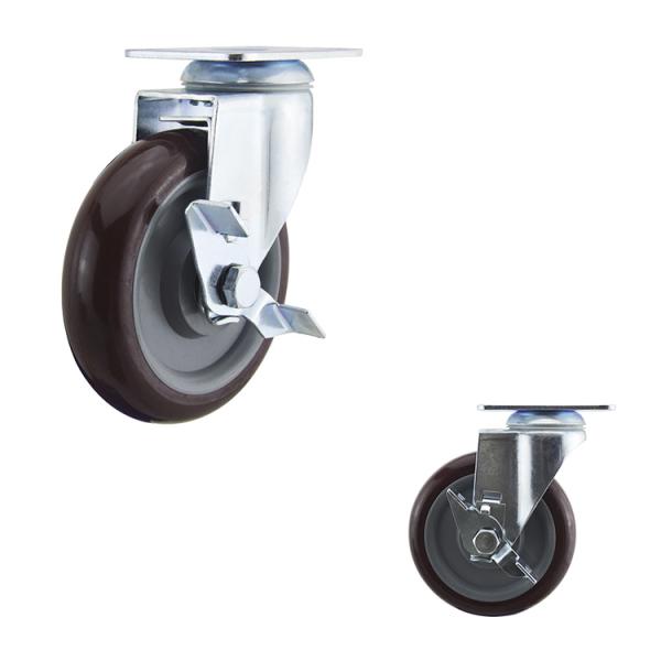 Medium Duty 5" PU Swivel Casters With Side Brake Customize