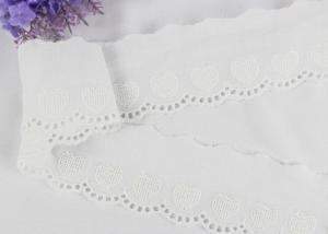 China Cotton White Embroidered Lace Trim For Spring Girl's Sock With Scalloped Edge on sale