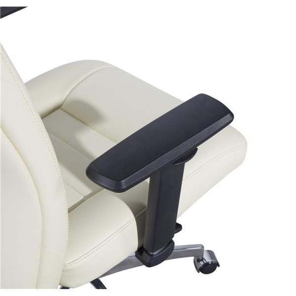 28KG Leather Office Swivel Chairs PU Armrest Convertible White Leather Executive Office Chair