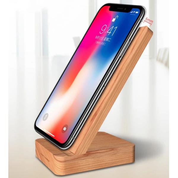 10W 2 coils Wood Standing mobile qi wireless fast charger new model