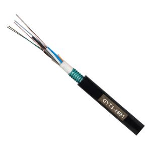 GYTS Steel Tape Armored 24 Cores Outdoor Fiber Optic Cable With Black HDPE
