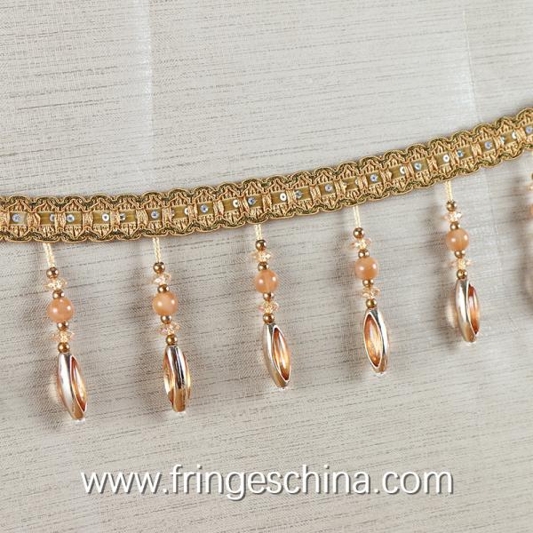 Handmade fashionable chain beads lace tassels fringes for curtain/sofa/pillow decoration