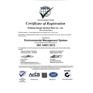 Zhejiang KANGYI Sanitary Ware Co., Ltd Certifications