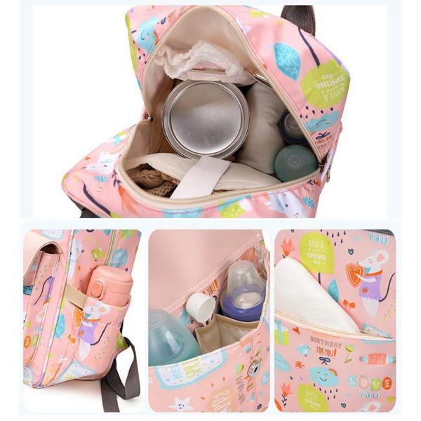 Animal Prints Polyester Rucksack Changing Travel Diaper Bags 27*15*42cm