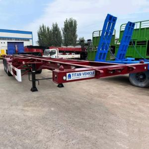 China TITAN Tri Axle 40/60/80T Shipping Container Chassis Transport Skeletal Trailer for Sale on sale
