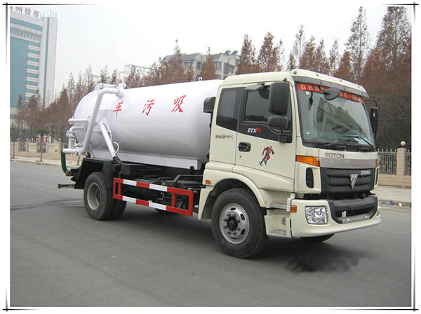 12CBM Vvacuum Cleaner Truck , 10 Tons / 12 Tons Foton 4 X 2 Sewage Suction Tanker Truck