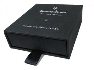 China Drawer Shape Black Color Paper Material Cardboard Box with Satin Handle for One Piece Chocolate Packing wholesale