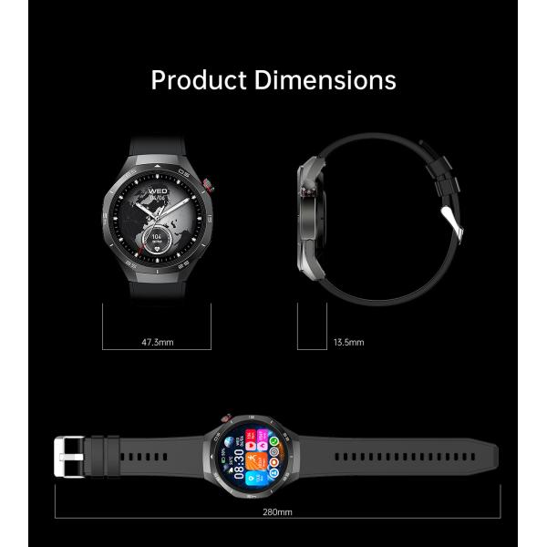 HW95 Smart Watch IP68 1.53inch Sport Watch for Men ECG PPG Fitness Tracker Heart Rate Wristband Round Smart Bracelet