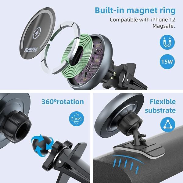 IPhone 13 MagSafe Magnetic Wireless Car Charger 15W For Air Vent