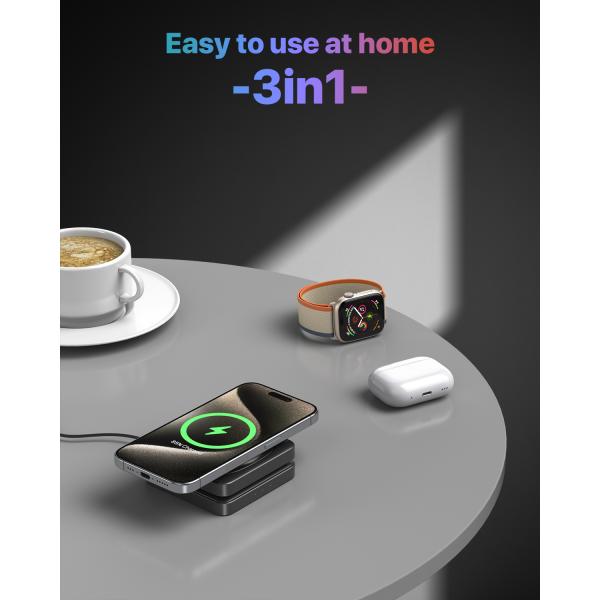 Multifunctional Intelligent Wireless Magnetic Phone Charger 15W For IWatch And Airpods